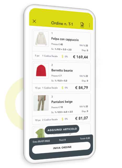 raccolta ordini da mobile order sender
