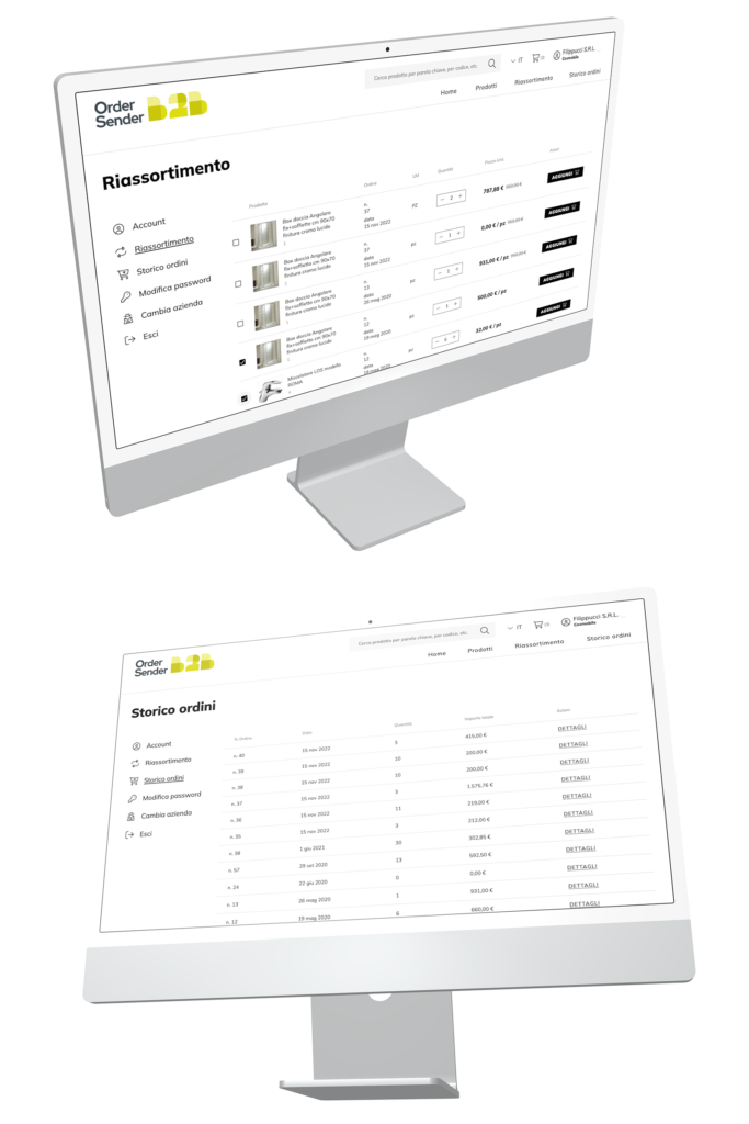 order sender b2b riassortimento prodotti storico ordini