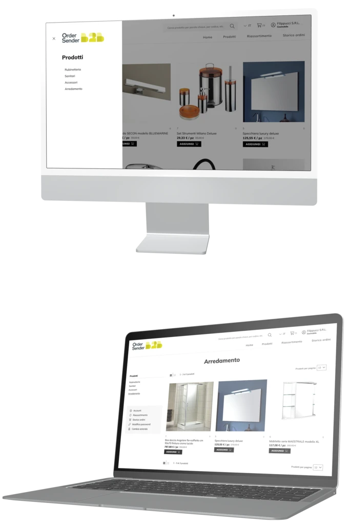 ecommerce b2b order sender catalogo prodotti digitale