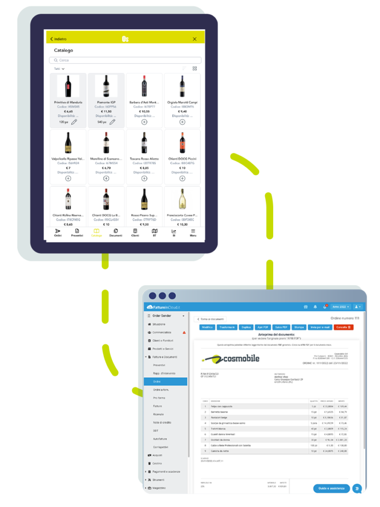 fatture in cloud order sender catalogo ordini