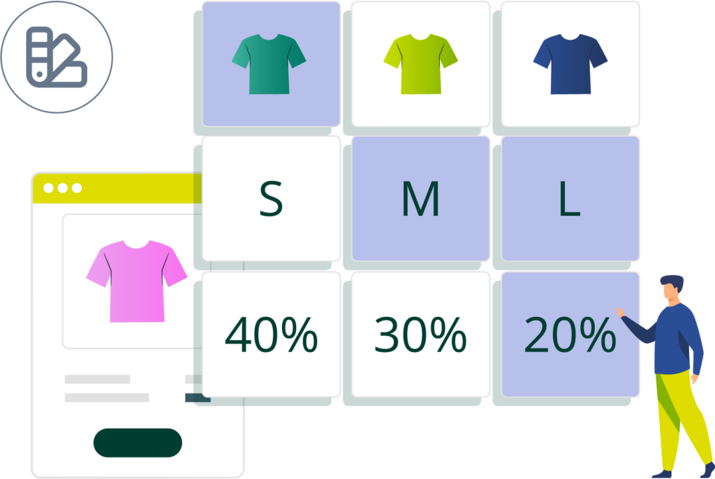 order sender app varianti taglia colore