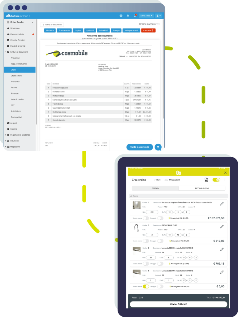 order sender fatture in cloud team system