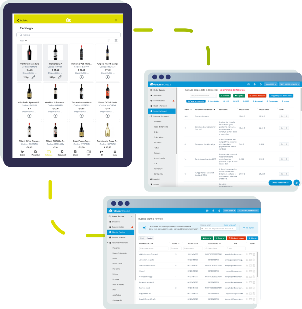 fatture in cloud integrato a order sender