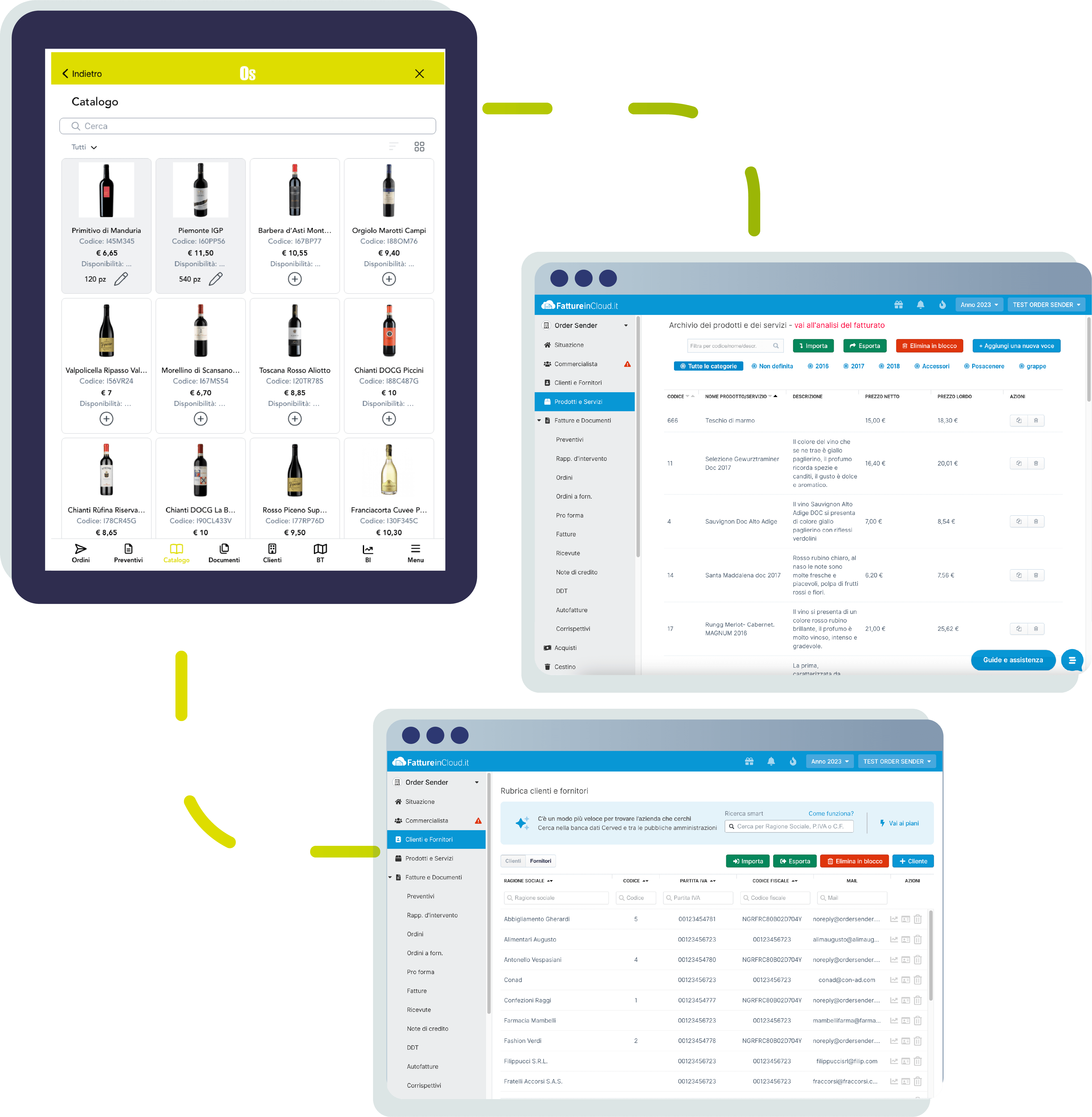 order sender fatture in cloud prodotti clienti